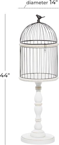 Deco 79 Farmhouse Wood Birdcage, LARGE SIZE, White in Saudi Arabia