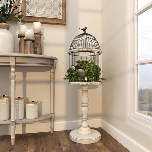 Deco 79 Farmhouse Wood Birdcage, LARGE SIZE, White in Saudi Arabia