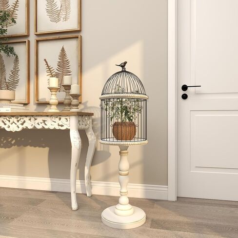 Deco 79 Farmhouse Wood Birdcage, LARGE SIZE, White in Saudi Arabia