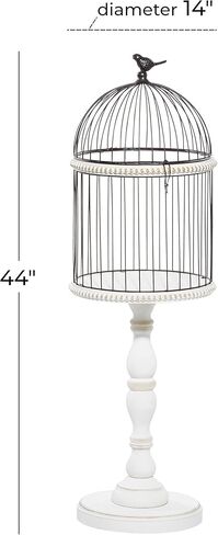 Deco 79 Farmhouse Wood Birdcage, LARGE SIZE, White in Saudi Arabia