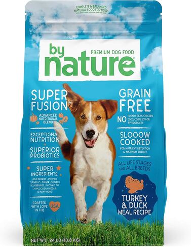 Grain Free Dog Food Made in USA [Grain Free Dry Dog Food with Superfood Ingredients for Food Sensitivities and Immune Health], Turkey & Duck Meal Recipe, 24 lb. Bag, Brown (77062) in Saudi Arabia