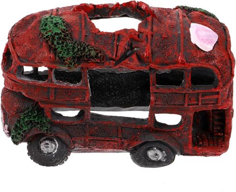POPETPOP Car Wreck Aquarium Decoration- Wrecked Bus Car Fish Tank Hideout Resin Fish Hidden Cave Fish Tank Hiding Shelter Betta Fish Tank Accessories for Underwater Landscape in Saudi Arabia