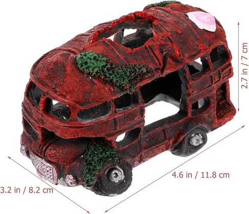 POPETPOP Car Wreck Aquarium Decoration- Wrecked Bus Car Fish Tank Hideout Resin Fish Hidden Cave Fish Tank Hiding Shelter Betta Fish Tank Accessories for Underwater Landscape in Saudi Arabia