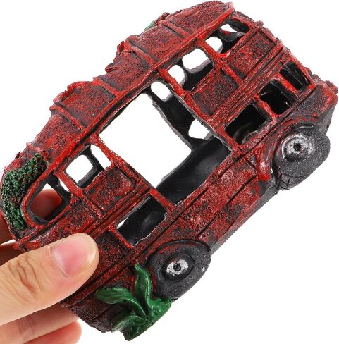 POPETPOP Car Wreck Aquarium Decoration- Wrecked Bus Car Fish Tank Hideout Resin Fish Hidden Cave Fish Tank Hiding Shelter Betta Fish Tank Accessories for Underwater Landscape in Saudi Arabia