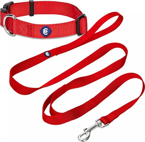 Blueberry Pet Essentials Matching Dog Collar and Double Handle Leash Set in Royal Blue, Adjustable Classic Solid Color Nylon Collar with 5 ft Leash for X-Small Dogs in Saudi Arabia