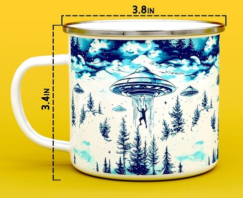 كوب UFO Alien Abduction Extraterrestrial Paranormal Enamel Camp، كوب قهوة للتخييم في الهواء الطلق (12oz) in Kuwait