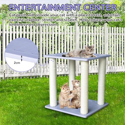 جثم قطط خارجي مقاوم للطقس مقاس 23 بوصة، برج قطط ذو سطح كبير مع أعمدة خدش من حبل البولي بروبيلين للقطط الداخلية والخارجية، أرفف واسعة للقطط بمقاس 22 بوصة × 20 بوصة ومقاعد للقطط in Kuwait