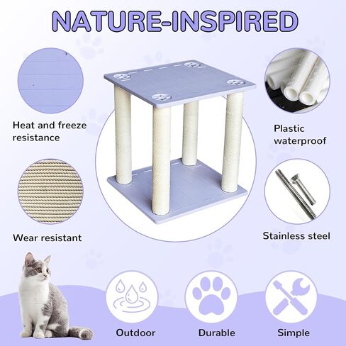 جثم قطط خارجي مقاوم للطقس مقاس 23 بوصة، برج قطط ذو سطح كبير مع أعمدة خدش من حبل البولي بروبيلين للقطط الداخلية والخارجية، أرفف واسعة للقطط بمقاس 22 بوصة × 20 بوصة ومقاعد للقطط in Kuwait