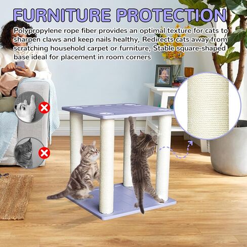 جثم قطط خارجي مقاوم للطقس مقاس 23 بوصة، برج قطط ذو سطح كبير مع أعمدة خدش من حبل البولي بروبيلين للقطط الداخلية والخارجية، أرفف واسعة للقطط بمقاس 22 بوصة × 20 بوصة ومقاعد للقطط in Kuwait