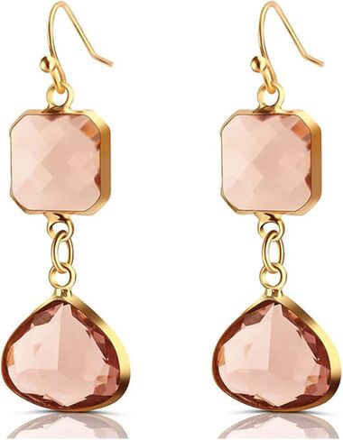 Sapphire Blue Earrings for Women Girls Trendy Sparkling Simulated Sapphire Lt Topaz Dangle Earrings Blue Topaz Earrings Handmade Lightweight Aquamarine Earrings Drop Earrings Jewelry Gifts (Orange) in Saudi Arabia