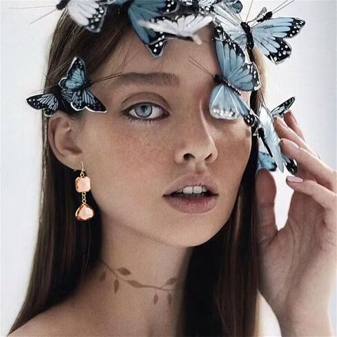 Sapphire Blue Earrings for Women Girls Trendy Sparkling Simulated Sapphire Lt Topaz Dangle Earrings Blue Topaz Earrings Handmade Lightweight Aquamarine Earrings Drop Earrings Jewelry Gifts (Orange) in Saudi Arabia