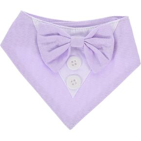 Dog Tuxedo Puppy Wedding Collar with Bow Tie Formal Dog Wedding Bandana for Small Medium Pets Birthday Cosplay Costume Accessories - Purple, XS