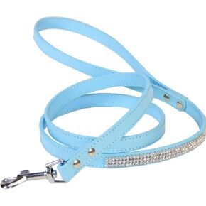 Scicalife PU Leather Dog Leash Training Walking Pet Leash Products Colorful Walking Leashes with Sparkly Studded Rhinestone for Cats or Dogs (Blue) Pet Leash