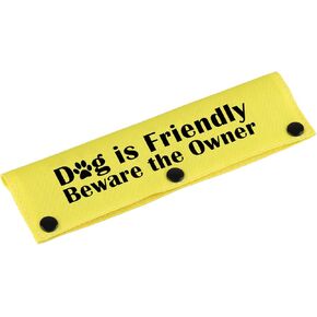 Funny Dog Leash Sleeve Dog Is Friendly Beware The Owner Dog Leash Wrap Sleeve Alert Tag Pet Birthday Gift (Beware The Owner-YE Sleeve)
