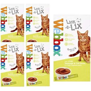 Lick-e-Lix Yoghurt with Liver Sausage and Cat Grass 5 x 15g Sachets (Pack of 6)