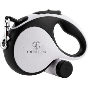 360° Tangle-Free Retractable Dog Lead with Detachable Poo Bag Holder & 15 Poo Bags Included | Strong 5m Extendable Nylon Tape | Anti-Slip Handle | Dog Training Leash | for Dogs Up to 30kg