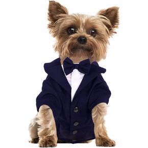 SAWMONG Dog Tuxedo,Formal PET Wedding Party Suit for Small Medium Dogs,Dog Prince Bow Tie Shirt,Cosplay Prince Costume Gentleman Apparel,Pet Costumes for Birthday Halloween Puppy Clothing