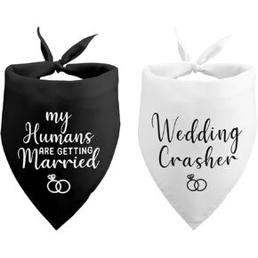 My Humans are Getting Married Wedding Crasher Dog Bandana for Wedding Engagement Announcement Photo Prop Pet Accessories for Dog Lovers Owner Gift Pack of 2
