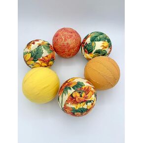 Sunflower Burst fabric wrapped balls- bowl filler orbs set