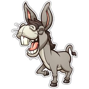 Laughing Cartoon Donkey Mule Ass Zoo Animal Car Bumper Vinyl Sticker Decal Good for any flat surface Laptop Bumper Skateboard Luggage 3.5"X5" sb66