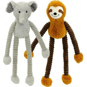 18" Stretch Elephant and Sloth with Squeaker