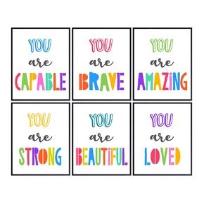 Inspirational Positive Affirmations Wall Art - Classroom Decor - Kids Bedroom, Boys, Girls Room, Nursery Decor - Motivational Positive Quotes Sayings - Encouragement Gifts for Women - Home Office