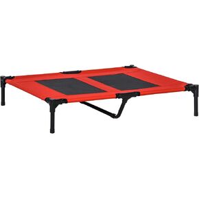 PawHut 36" x 30" Elevated Cooling Summer Dog Cot Pet Bed With Mesh Ventilation - Red