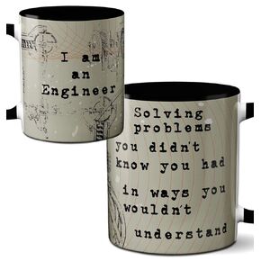 Engineer Mug by Pithitude - One Single 11oz. Black Coffee Cup