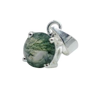 Elegant Minimalist Round Cut Moss Agate Gemstone Necklace, Cut Green Moss agate Necklace, Natural Moss Agate Pendant, Moss Agate Necklace, Gift For Her, Christmas Gift Idea Jewelry