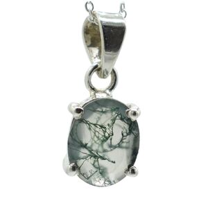AA Moss Agate Gemstone Necklace, Oval Cut Green Moss agate Necklace, Natural Moss Agate Pendant, Moss Agate Necklace, Gift For Her, Mother, Sister, Wife, Girlfriend