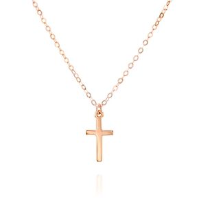 Rose Gold Cross Choker Necklace - Designer Handmade Dainty Short Cross Necklace - Length: 13.5 inch + 3 inch Extender