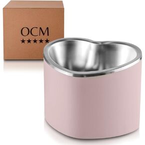 Raised Cat Bowl – 8Oz Heart Shaped Bowl for Cats, Small Dogs – Elevated Cat Bowls Promote Digestion, Swallowing – Non-Slip Dishwasher Safe Cat Food Bowls – Food Grade Stainless Steel (Pink)