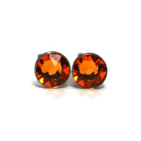 Salish Sea Inspirations Handmade Tiny 4mm Crystal and Titanium Hypoallergenic Stud Earrings (Blue Zircon)