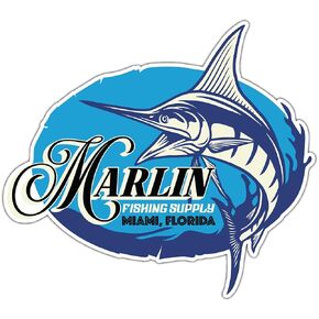 Marlin Fish Fishing Fisherman Miami Florida Car Bumper Vinyl Sticker Decal Boat fishing Sticker Good for any Flat Surface Laptop Bumper Skateboard Luggage 5"X4" sc46