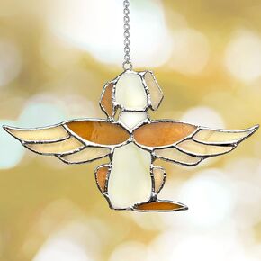 Dog Memorial Gifts for Loss of Dog - Angel Dog Stained Glass Window Hanging - A Beautiful Tribute for Your Beloved Pet - Pet Memorial Gifts - Sympathy and Remembrance - Comforting Pet Loss Gifts