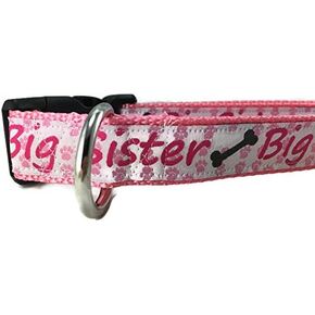 Sibling Dog Collar, Caninedesign, Brother, Sister, Quick Release Buckle, 1 inch Wide, Adjustable, Nylon, Medium and Large (Big Brother, Large 15-22")