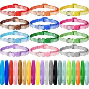 32 Pack Puppy Litter Collars Bulk Soft Colored Nylon Whelping Collars for Puppies Newborn Adjustable Identification Puppy Collars for Litter Small Medium Dogs, 2 Styles