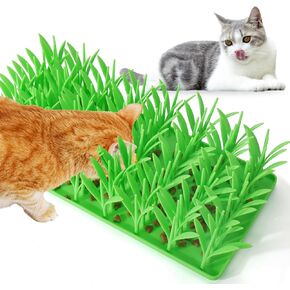 Palksky Silicone Grass Mat for Cats, Slow Food Cat Grass Mat for Indoor Cats, Foraging Snuffle Mat for Dog/Cat, Interactive Enrichment Cat Mat