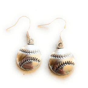 Baseball Softball Charm Ball Dangle Cute Earrings, Hypoallergenic Steel Metal Lightweight, Antique Silver Color, Perfect for Moms Fans Players Team Sport Lovers
