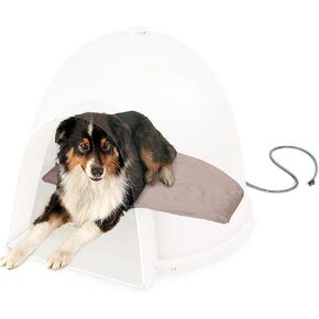 K&H Pet Products سرير كلب على طراز القباني المسخن من Lectro-Soft، سرير كلب خارجي لبيت الكلب، وسادة حيوانات أليفة لتدفئة العظام، وسادة تسخين خارجية للحيوانات الأليفة، سرير خارجي مدفأ للكلاب والقطط، كبير 17.5 × 30 بوصة