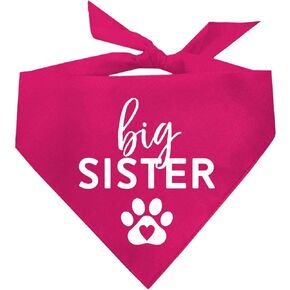 Big Sister with Heart Paw Printed Dog Bandana (Purple OS 86)