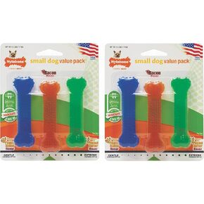 Nylabone Flexi Chew 2 Peanut Butter, 1 Bacon Petite 3pk