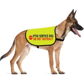 CENWA PTSD Service Dog Do Not Distract Dog Jacket Vest PTSD Service Dog Slogan Warning Vest PTSD Assistance Dog Alert Gift (PTSD L)