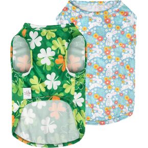 CuteBone Dog Shirts 2-Pack Soft Pet Clothes Breathable Summer Vest for Small Puppy and Stretchy Cat Apparel 2SY02XL