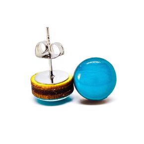Stud Earrings, Desert Turquoise 10 mm Round Studs for Women Men Girls, Handmade Stainless Steel Posts for Sensitive Ears
