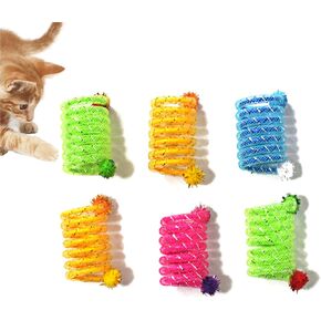 IUHKBH Cat Springs, 4 PCS Colorful Springs Cat Toys Interactive Cat Toy Plastic Coil Spiral Springs for Cat Kitten