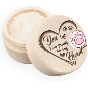 Pet Hair Memorial Box for Loss Pet, Cat or Dog Memory Box, Wooden Keepsake Box with Brown Pet Paw, Wooden Pet Fur Memorial Box, Memory Gifts for Pet Loss, Sympathy Gifts for Pet Lovers Friends