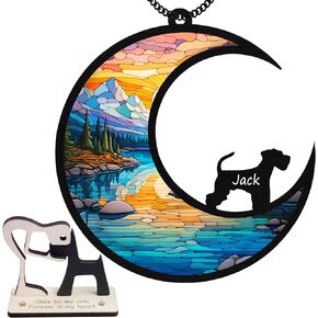 6'' Miniature Schnauzers Dog Memorial Suncatcher Personalized Dog Name Ornament Sympathy Gifts for Dog Lovers Pet Bereavement Present Dog Remembrance Keepsake Window Car Hanging SCD-B2-6-79