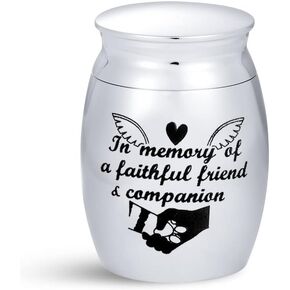 Pet Cat Dog Passed Away Mini Cremation Urn for Dog Ashes Holder Paw Print Cat Puppy Kitten Rabbit Animal Memorial Keepsake Gift for Funeral Stainless Steel 1.6" Silver