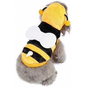 Mogoko Bee Dog Costumes, Pet Halloween Cosplay Hoodies, Adorable Bee Cat Costume,Animal Fleece Hoodie Warm Outfits Clothes